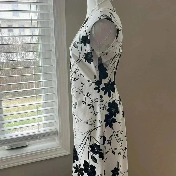 [4]Calvin Klein Black Floral White  Sleeveless Maxi/Midi Dress bodycon - Picture 5 of 14